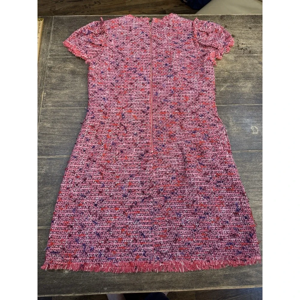 Kate Spade New York Flutter Sleeve Tweed Dress Pink Size 12 Jackie O Preppy‎